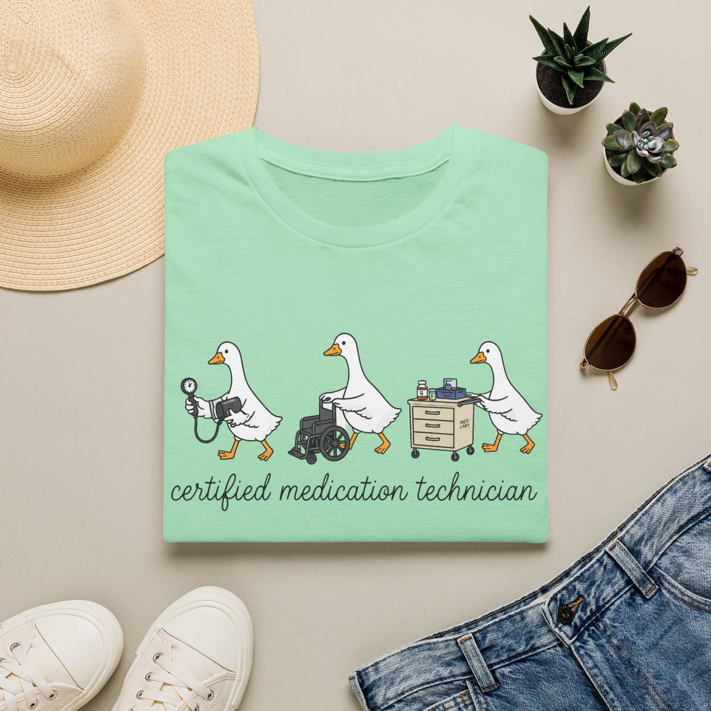Medication Technician T‑Shirt — Cute Geese 'Certified Medication Technician' Design