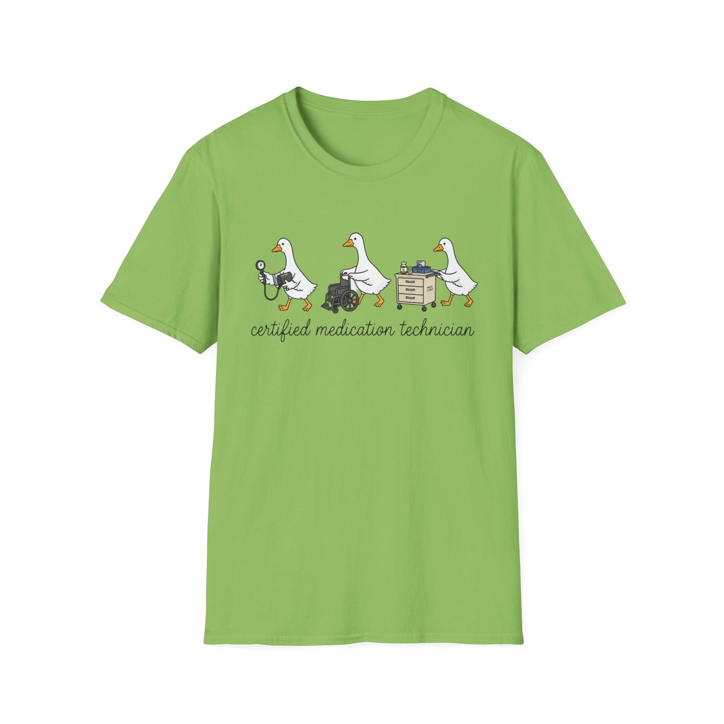 Medication Technician T‑Shirt — Cute Geese 'Certified Medication Technician' Design