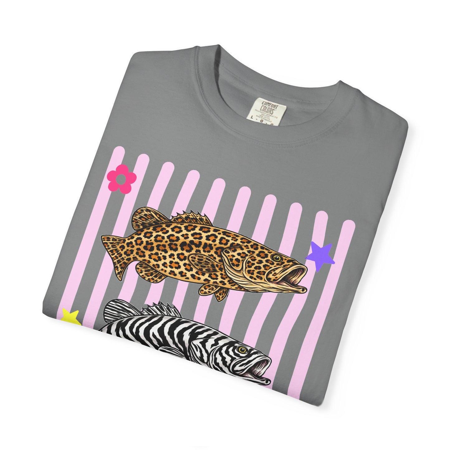 Leopard, Zebra & Tiger Fish Graphic T-Shirt — Cute Floral Striped Animal Print Tee