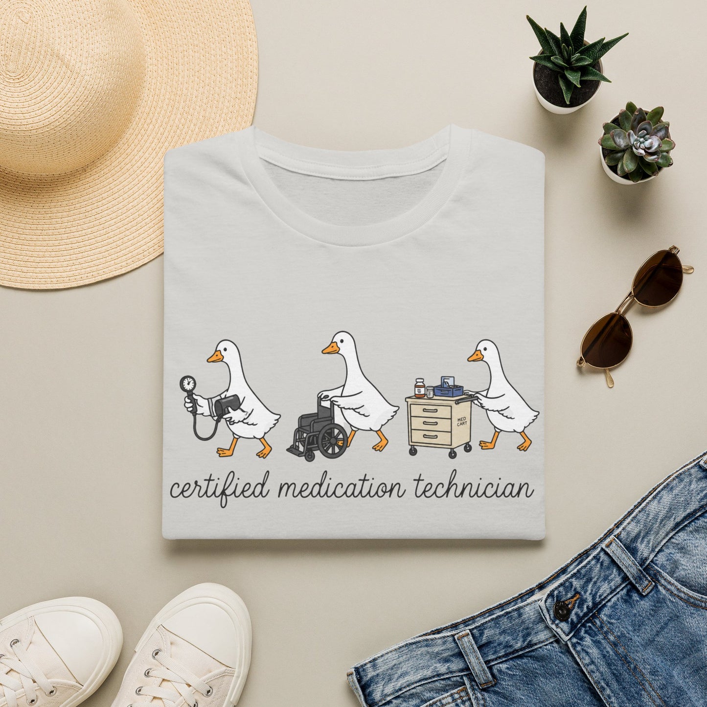 Medication Technician T‑Shirt — Cute Geese 'Certified Medication Technician' Design