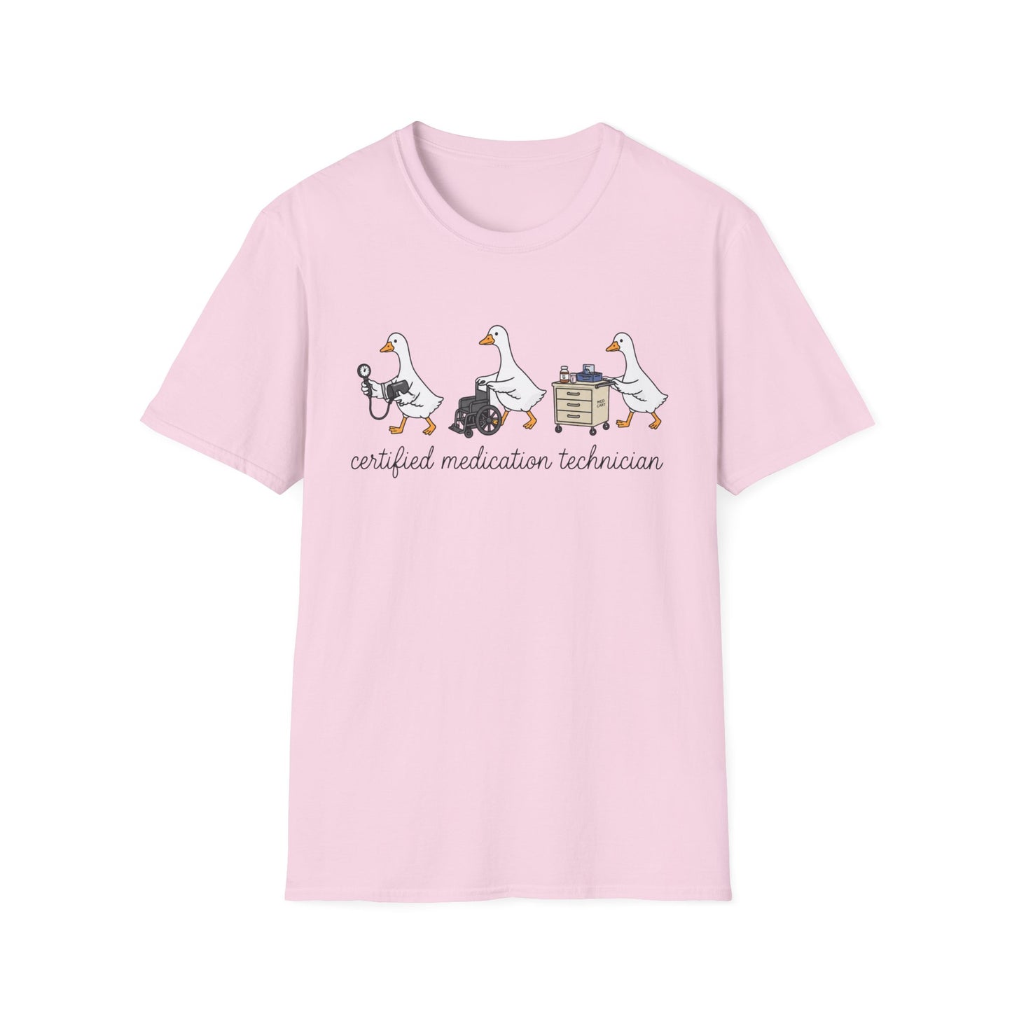 Medication Technician T‑Shirt — Cute Geese 'Certified Medication Technician' Design