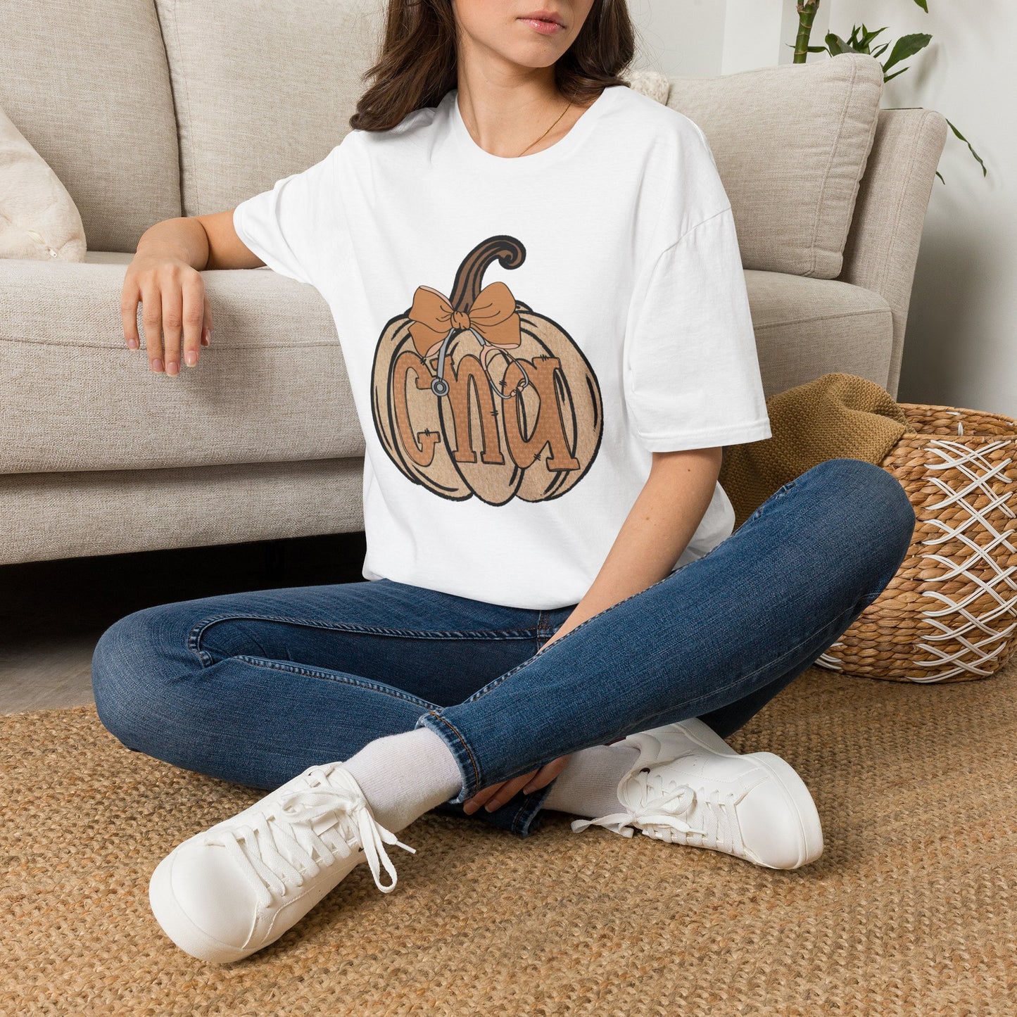 Pumpkin Monogram T-Shirt — Personalized Fall Halloween Tee with Bow