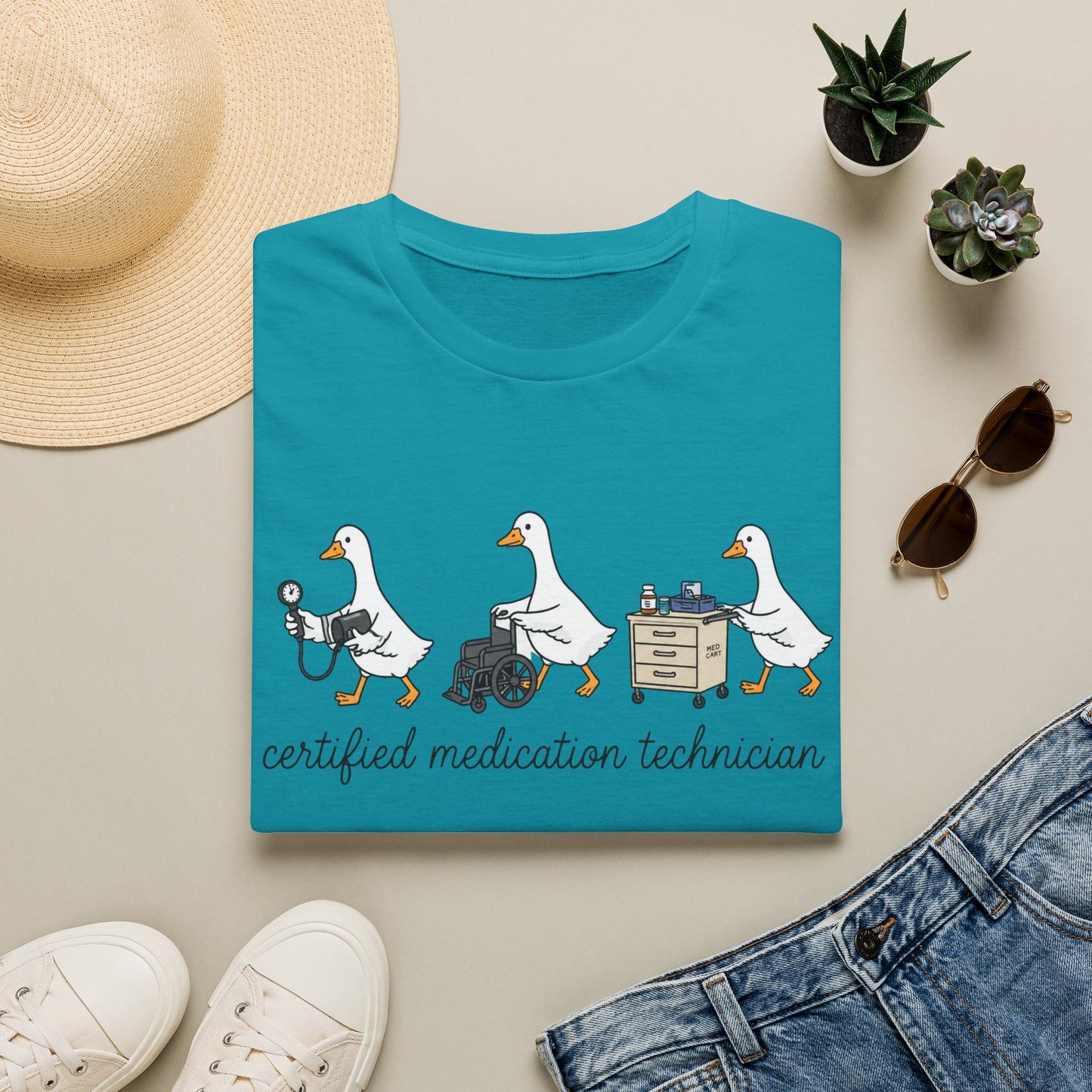 Medication Technician T‑Shirt — Cute Geese 'Certified Medication Technician' Design