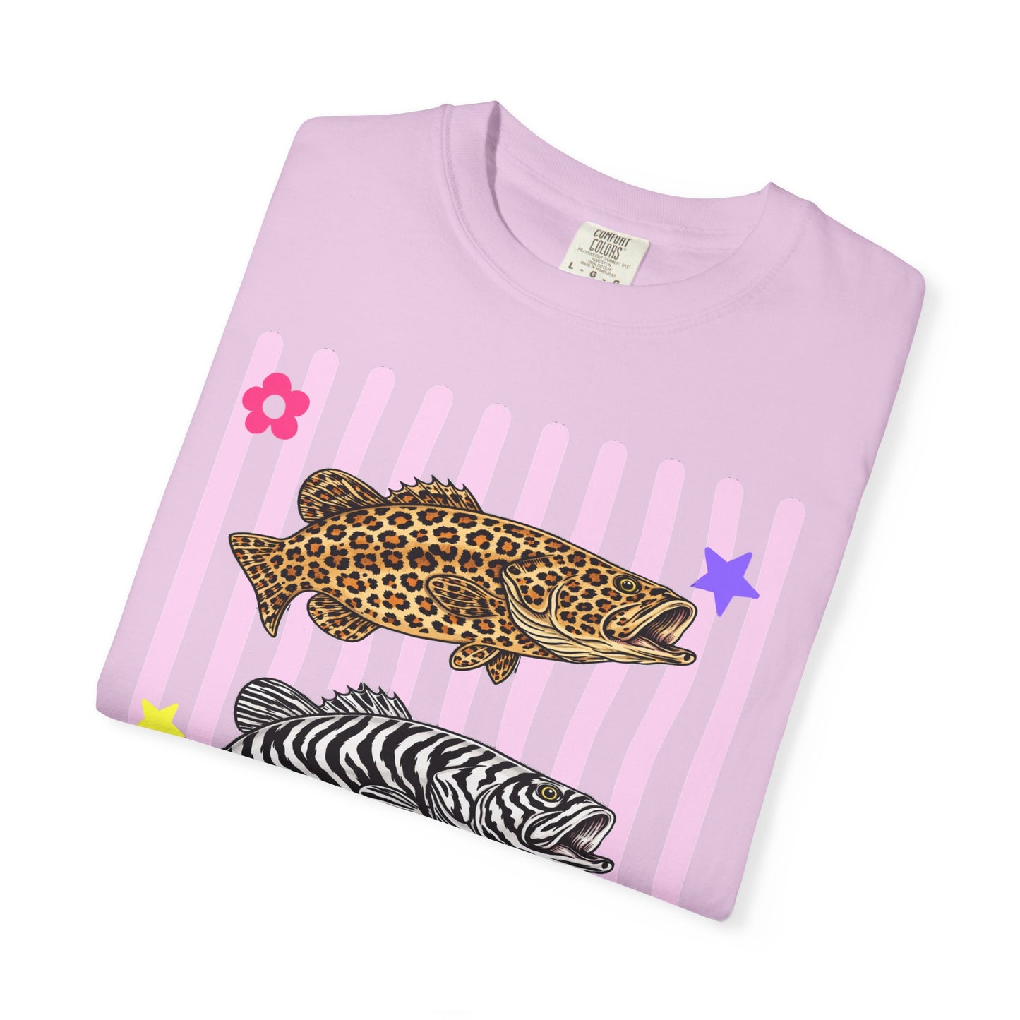 Leopard, Zebra & Tiger Fish Graphic T-Shirt — Cute Floral Striped Animal Print Tee