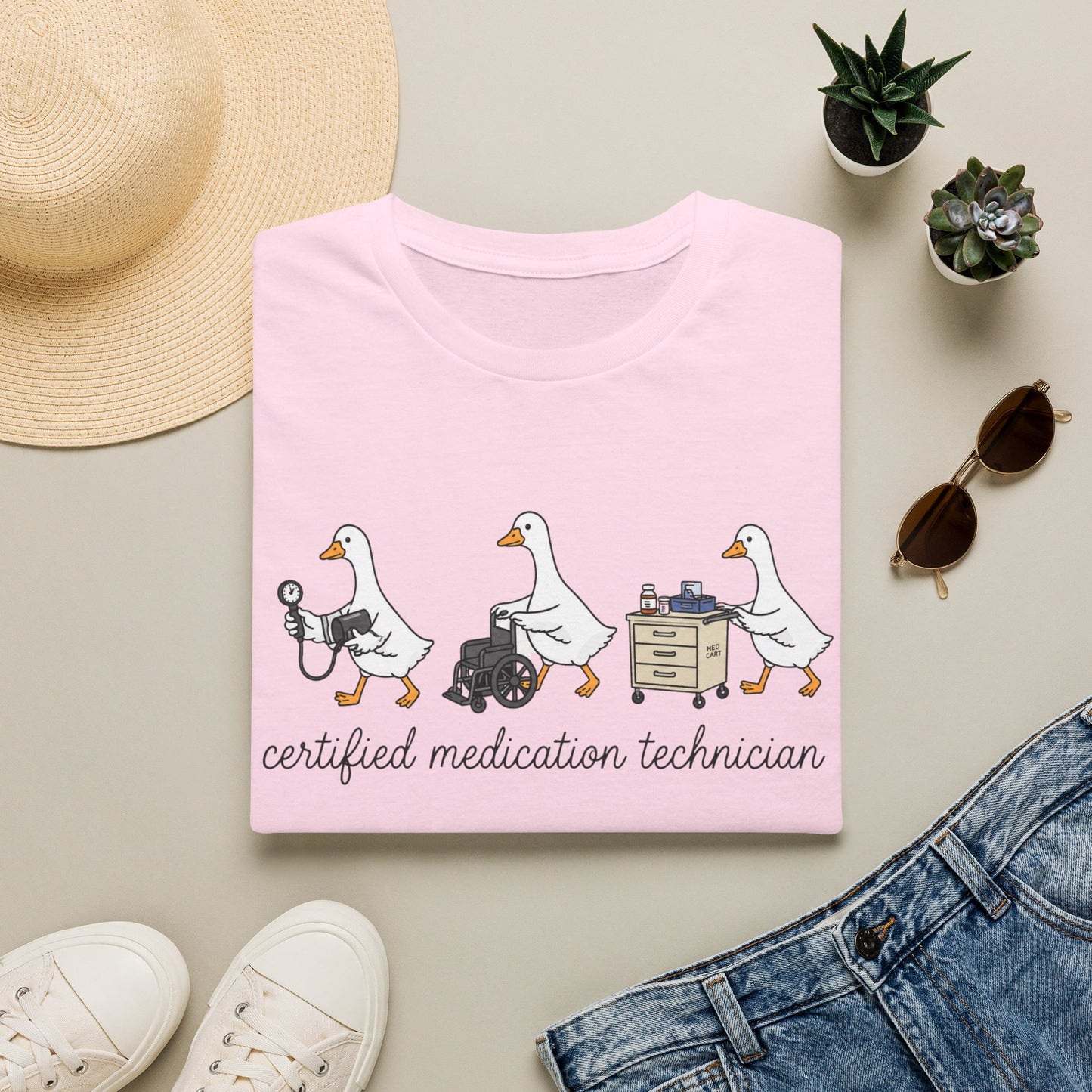 Medication Technician T‑Shirt — Cute Geese 'Certified Medication Technician' Design