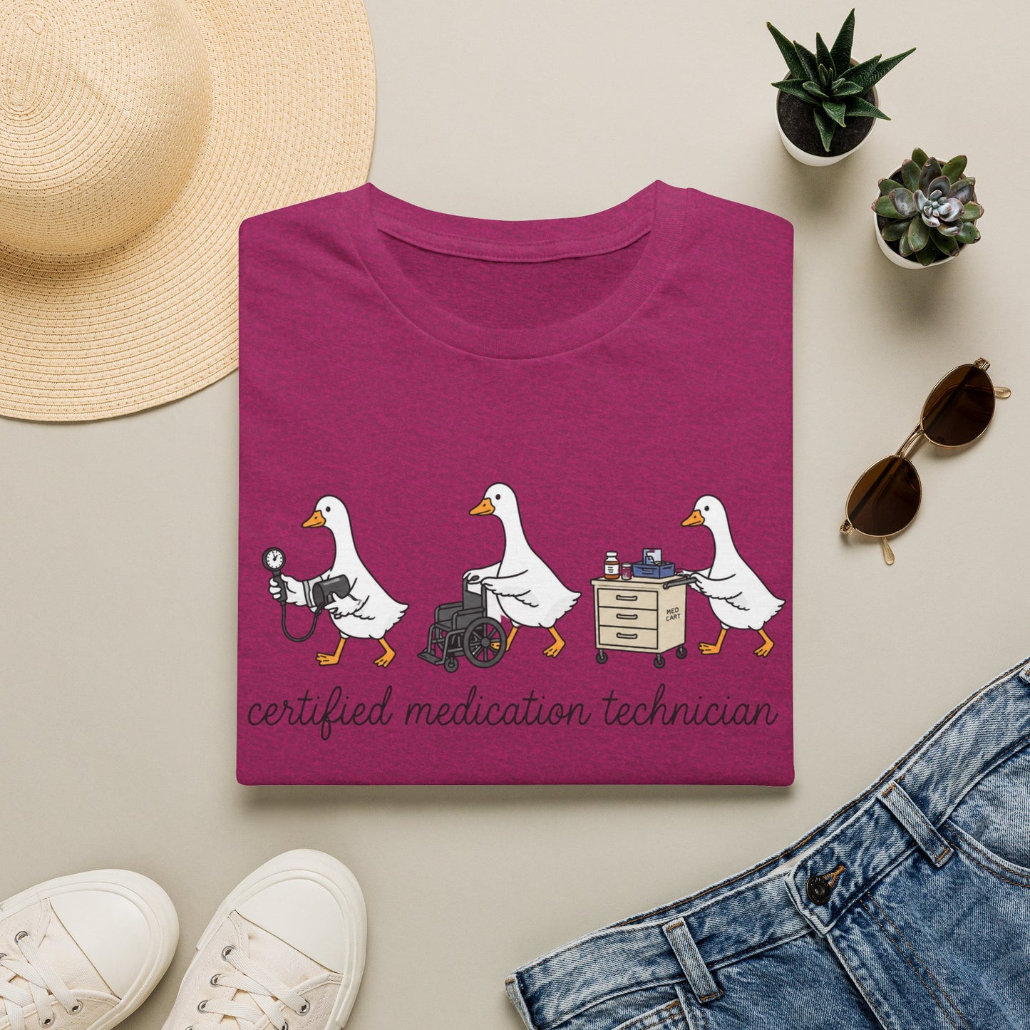 Medication Technician T‑Shirt — Cute Geese 'Certified Medication Technician' Design