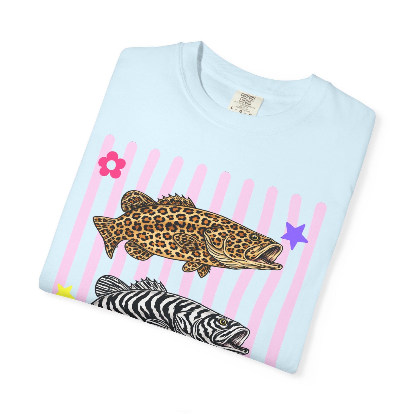Leopard, Zebra & Tiger Fish Graphic T-Shirt — Cute Floral Striped Animal Print Tee