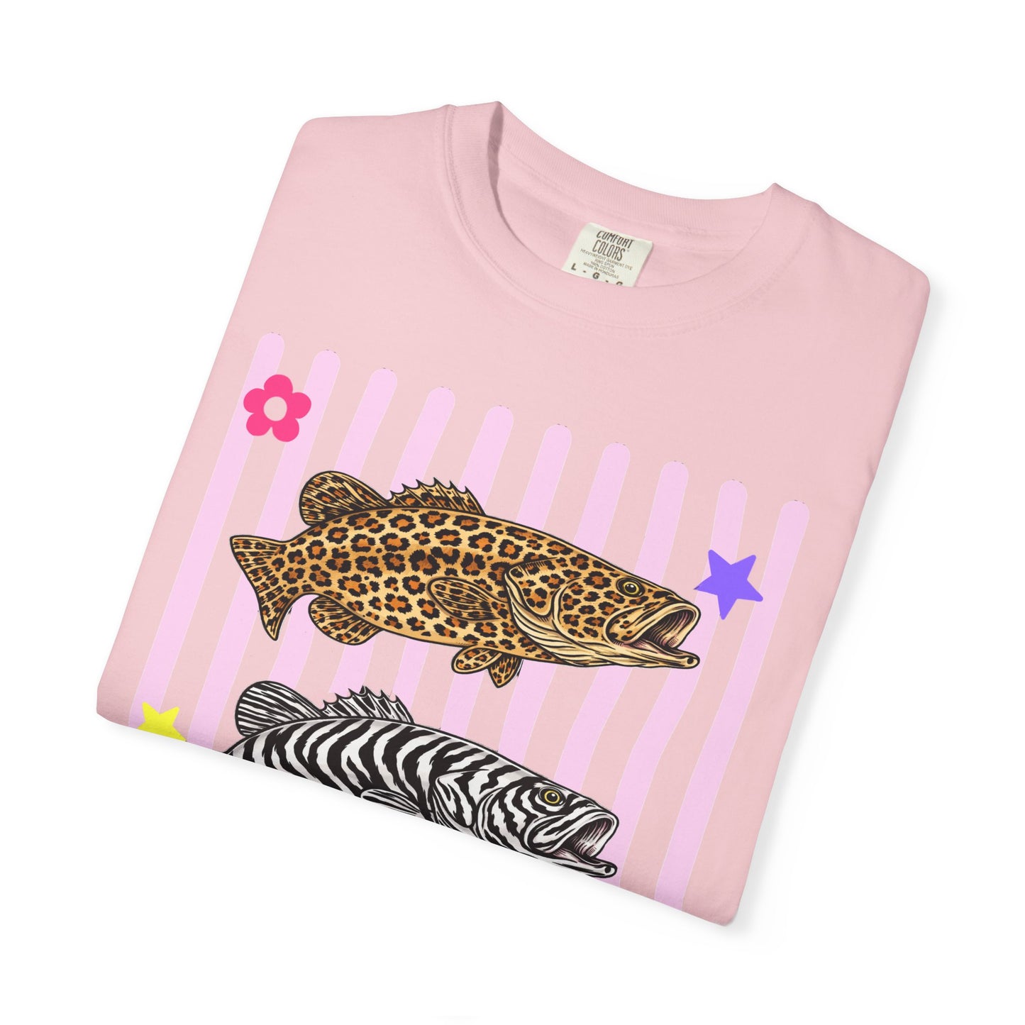Leopard, Zebra & Tiger Fish Graphic T-Shirt — Cute Floral Striped Animal Print Tee