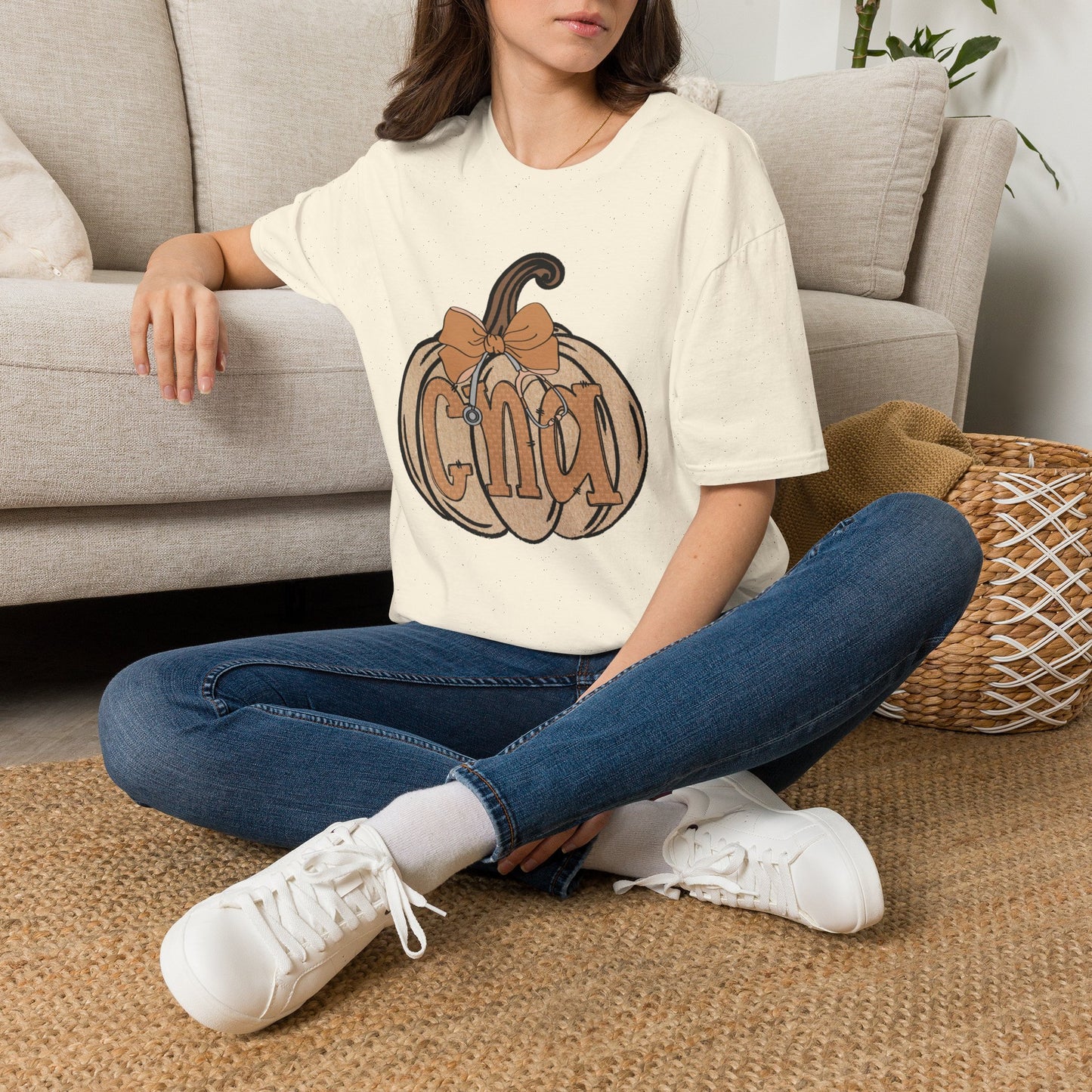 Pumpkin Monogram T-Shirt — Personalized Fall Halloween Tee with Bow