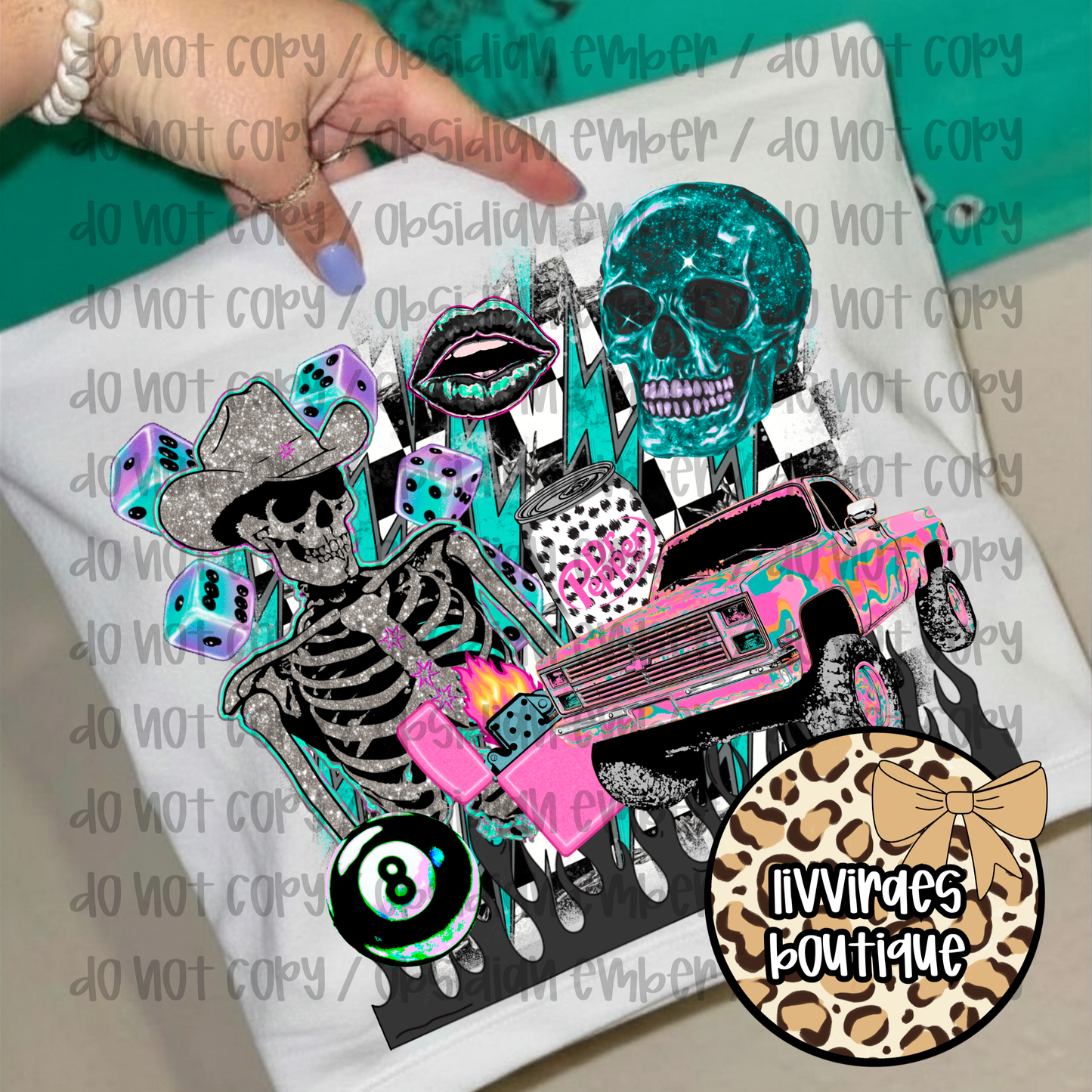 Retro Skull Roadtrip Graphic Tee – Neon Lowrider Skeleton Design