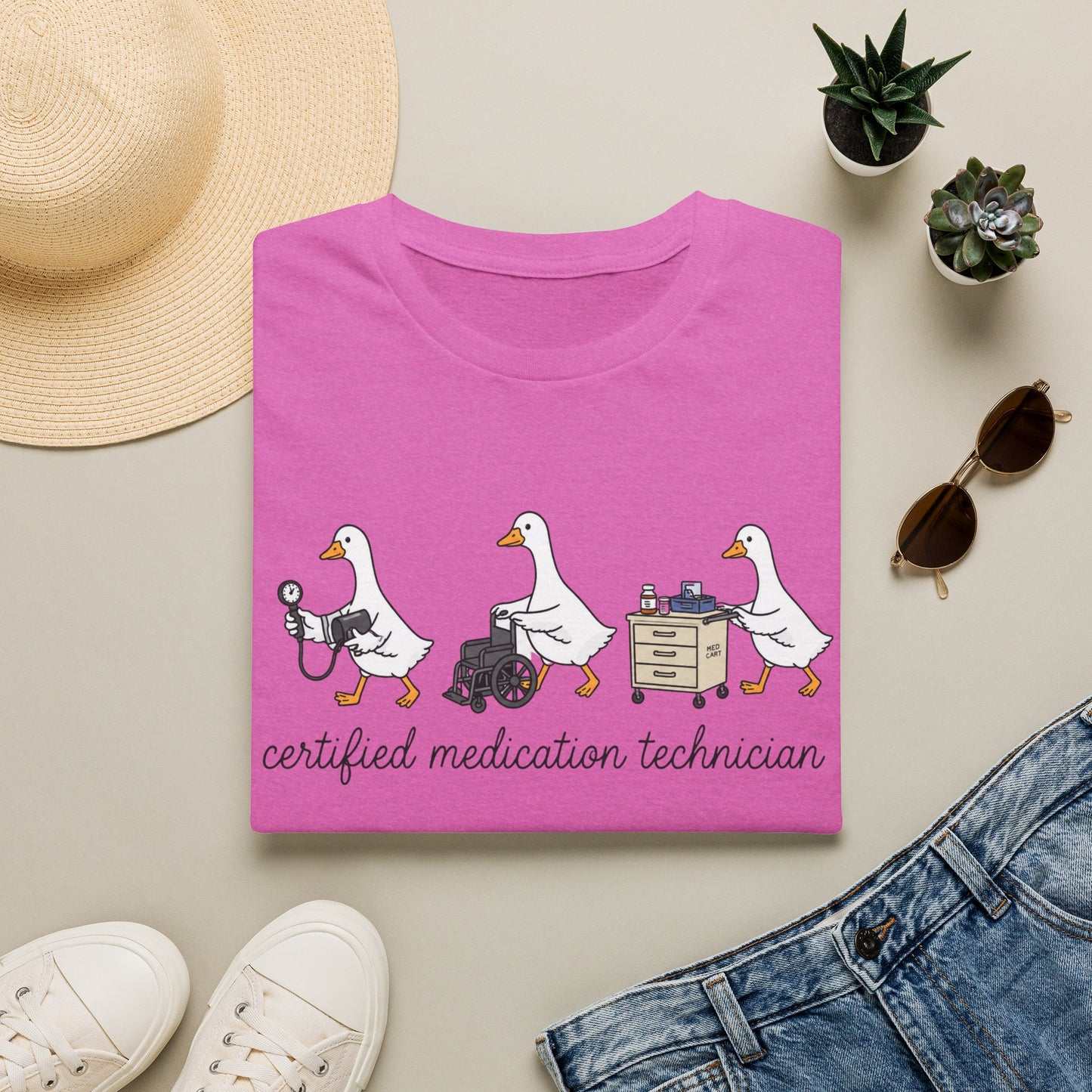 Medication Technician T‑Shirt — Cute Geese 'Certified Medication Technician' Design