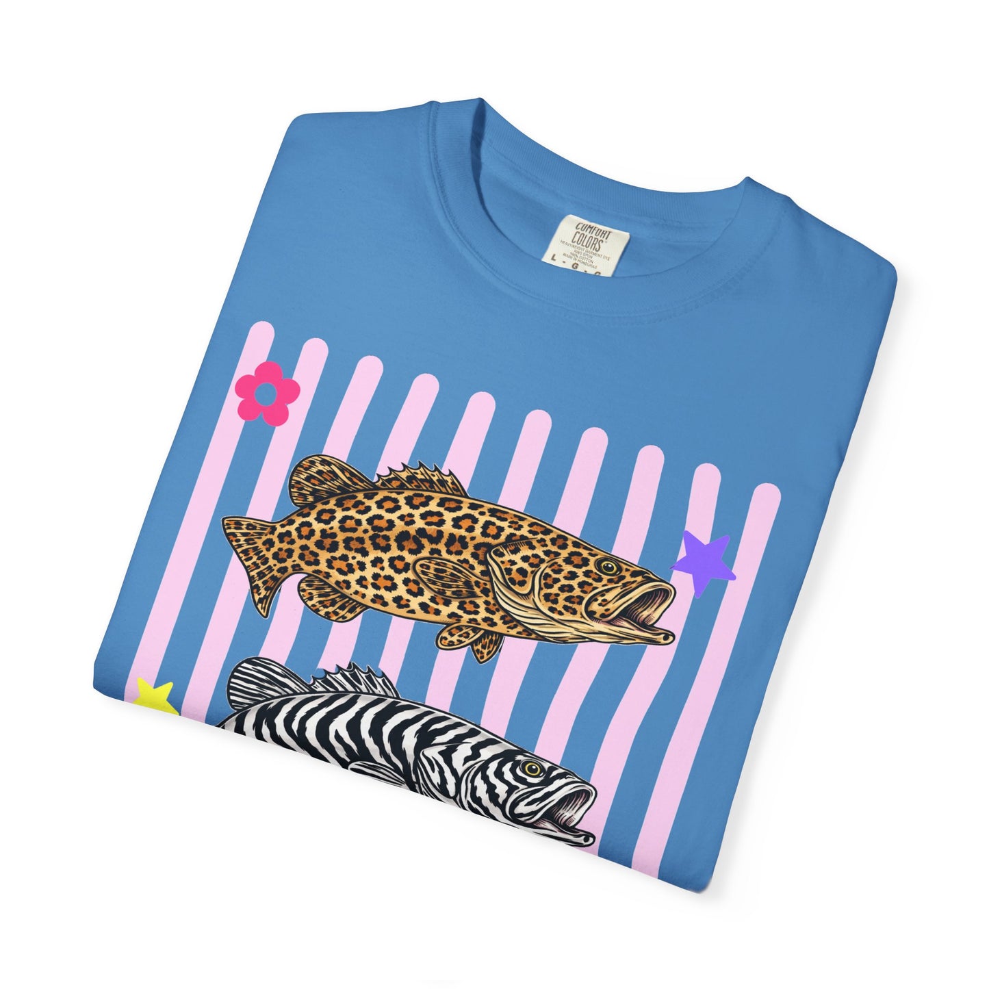 Leopard, Zebra & Tiger Fish Graphic T-Shirt — Cute Floral Striped Animal Print Tee