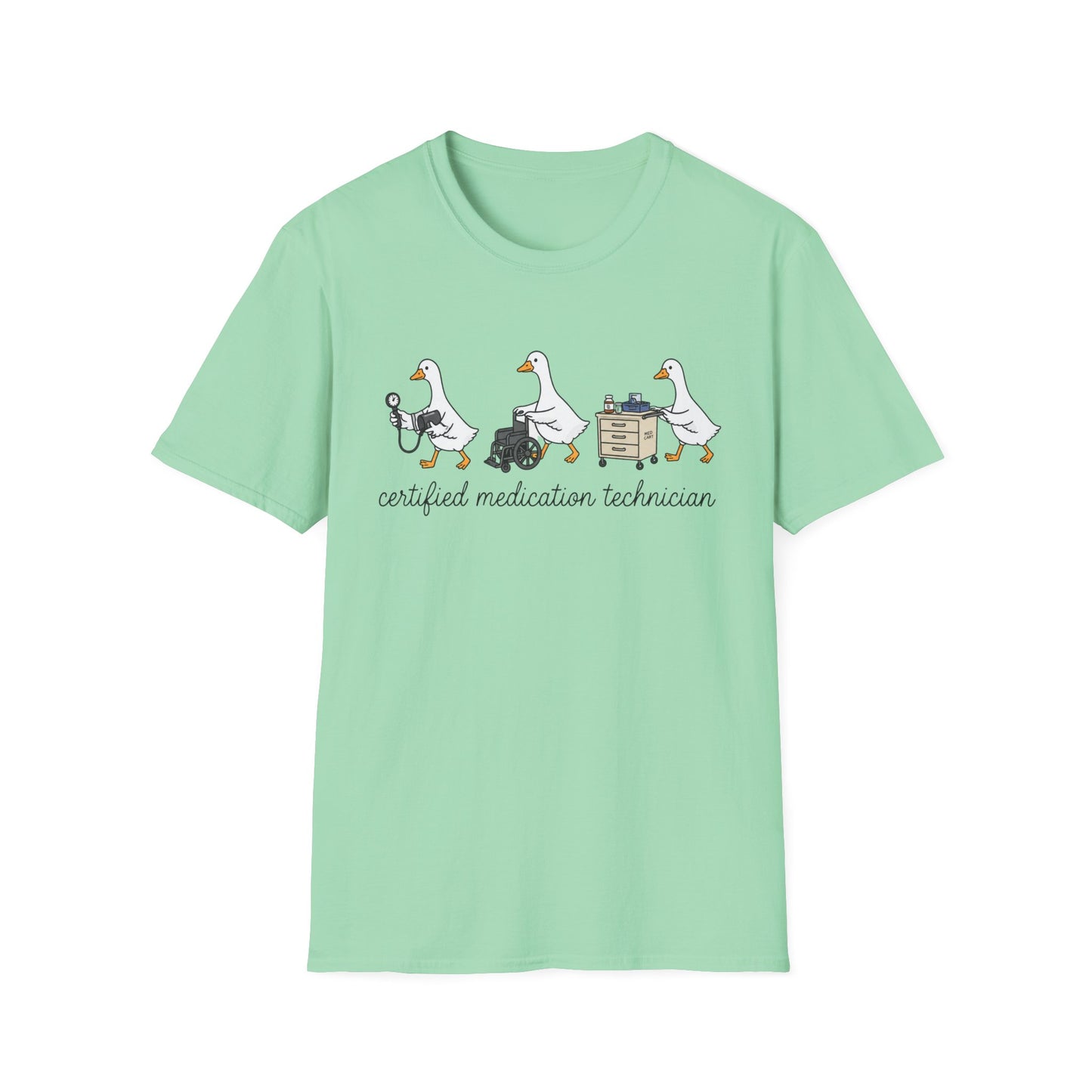 Medication Technician T‑Shirt — Cute Geese 'Certified Medication Technician' Design