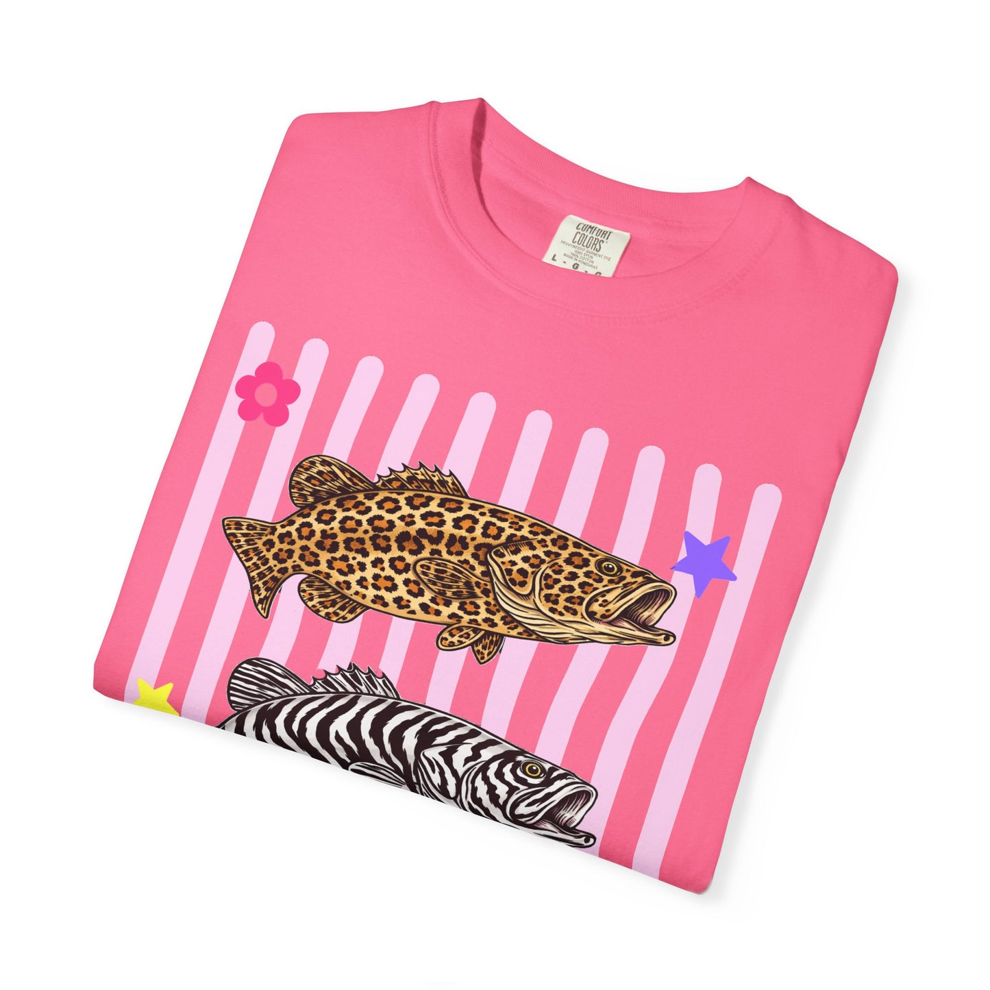 Leopard, Zebra & Tiger Fish Graphic T-Shirt — Cute Floral Striped Animal Print Tee