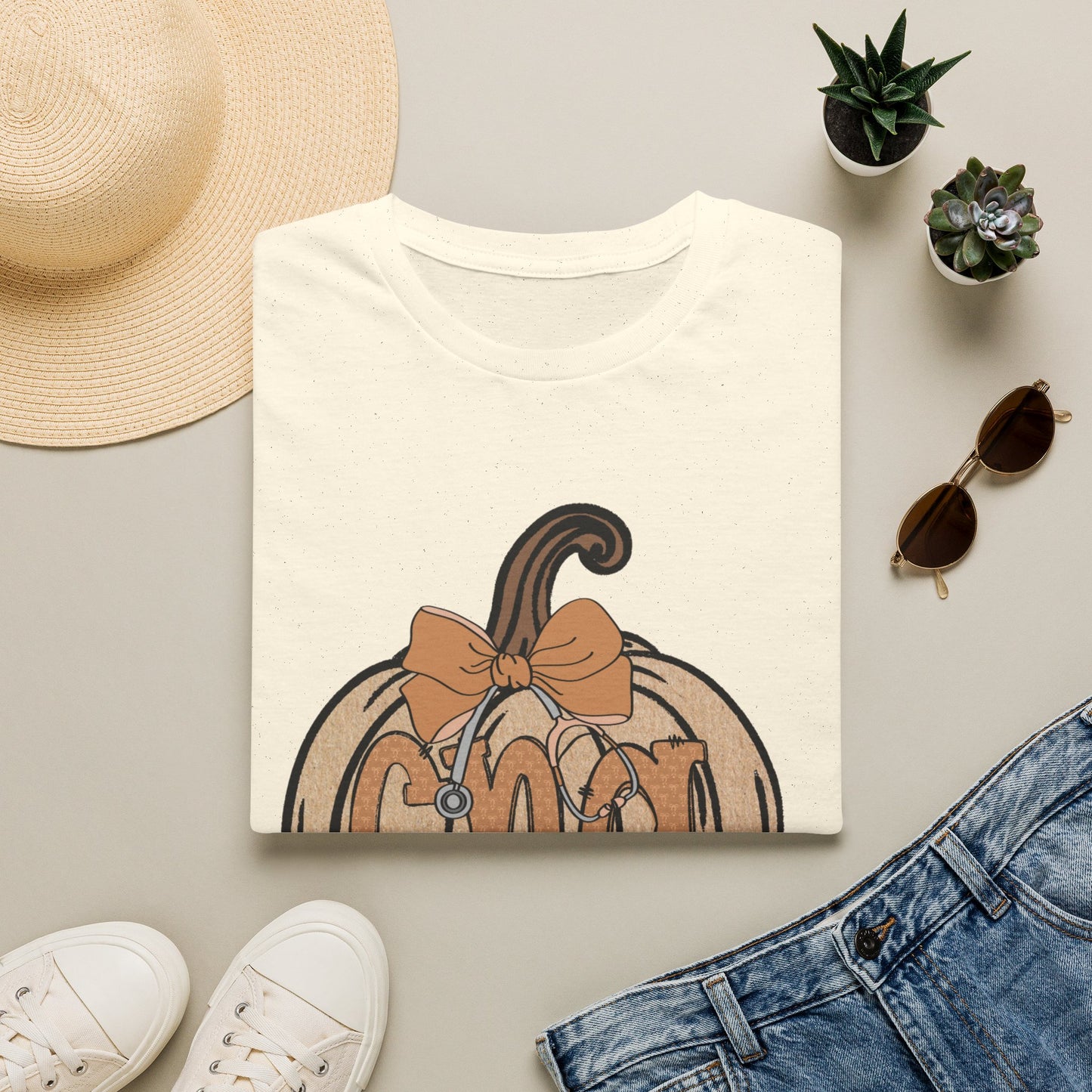 Pumpkin Monogram T-Shirt — Personalized Fall Halloween Tee with Bow