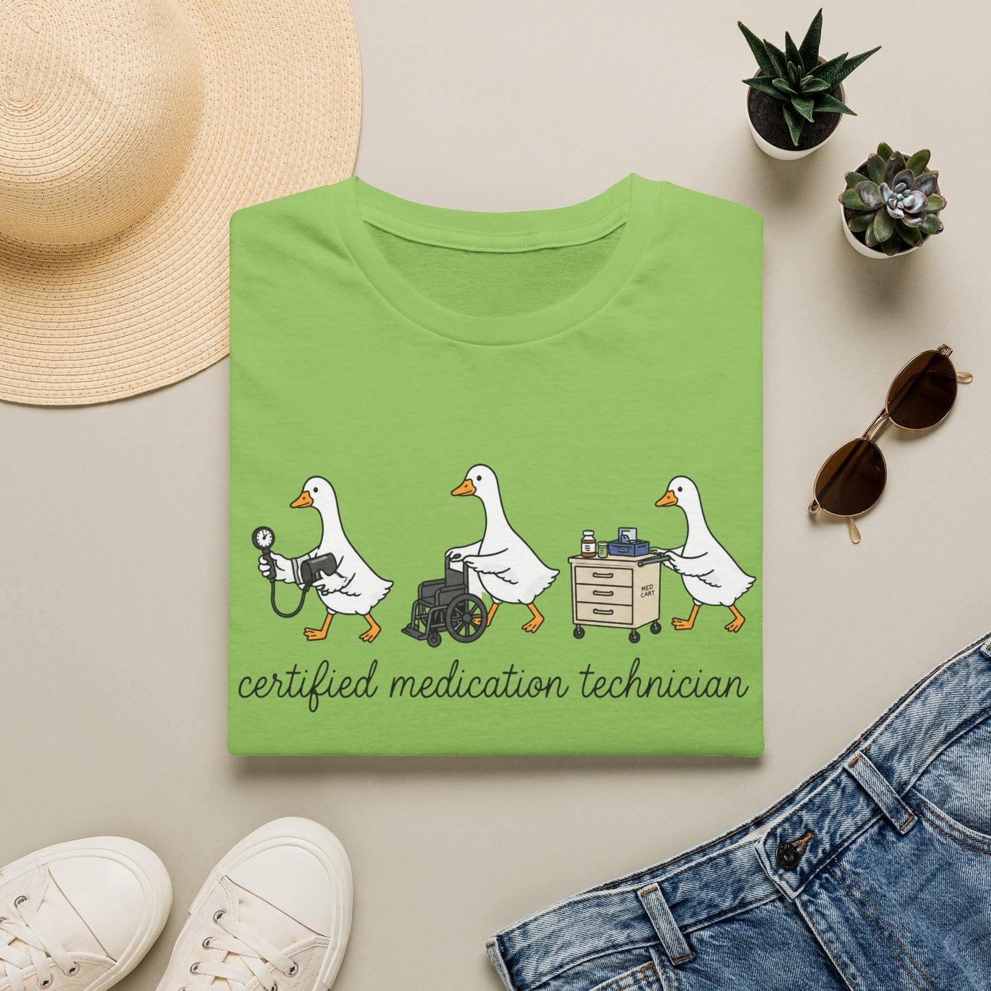 Medication Technician T‑Shirt — Cute Geese 'Certified Medication Technician' Design