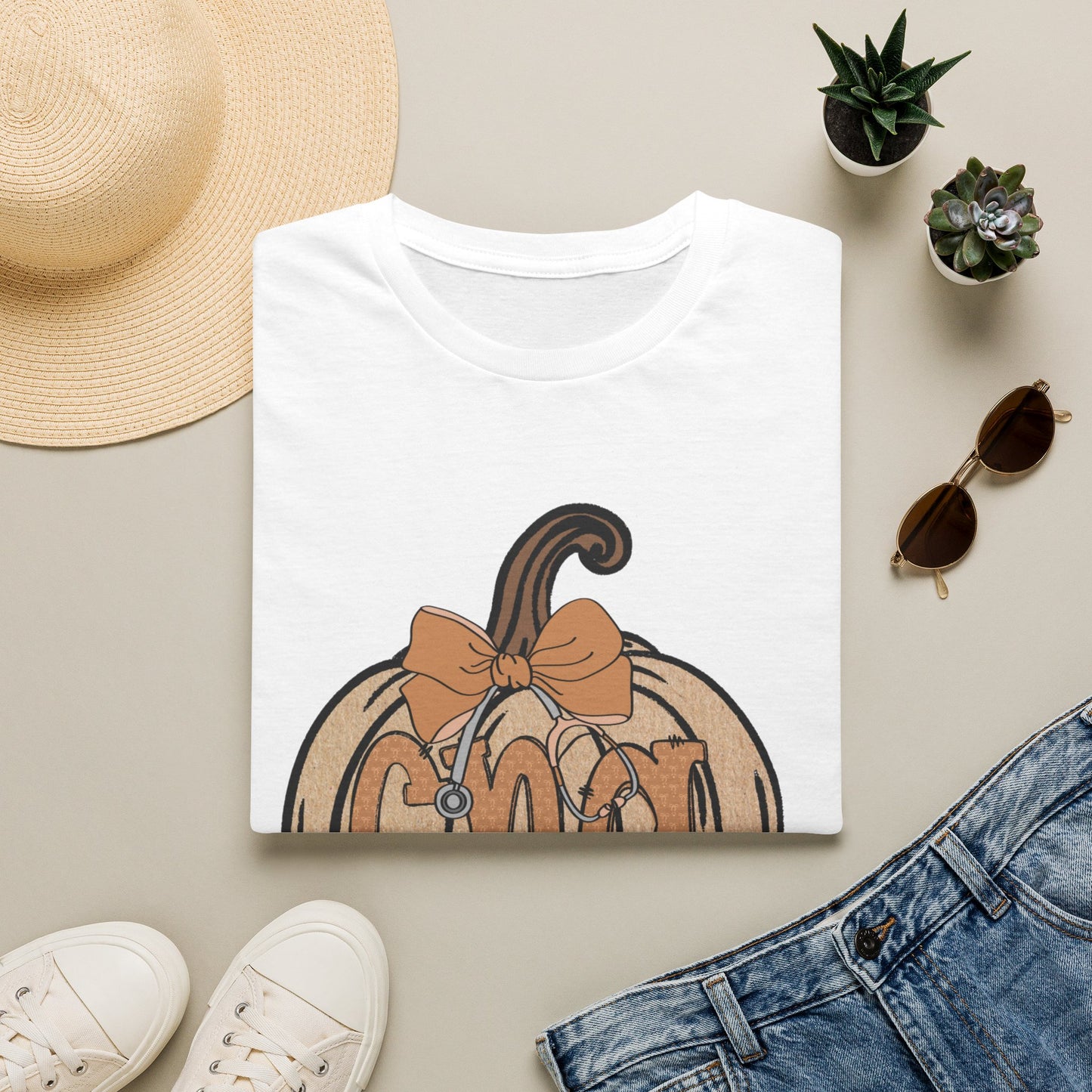 Pumpkin Monogram T-Shirt — Personalized Fall Halloween Tee with Bow