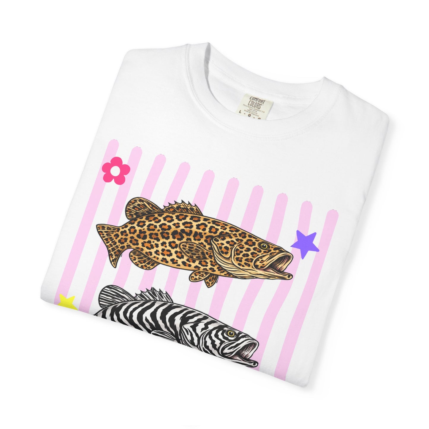 Leopard, Zebra & Tiger Fish Graphic T-Shirt — Cute Floral Striped Animal Print Tee