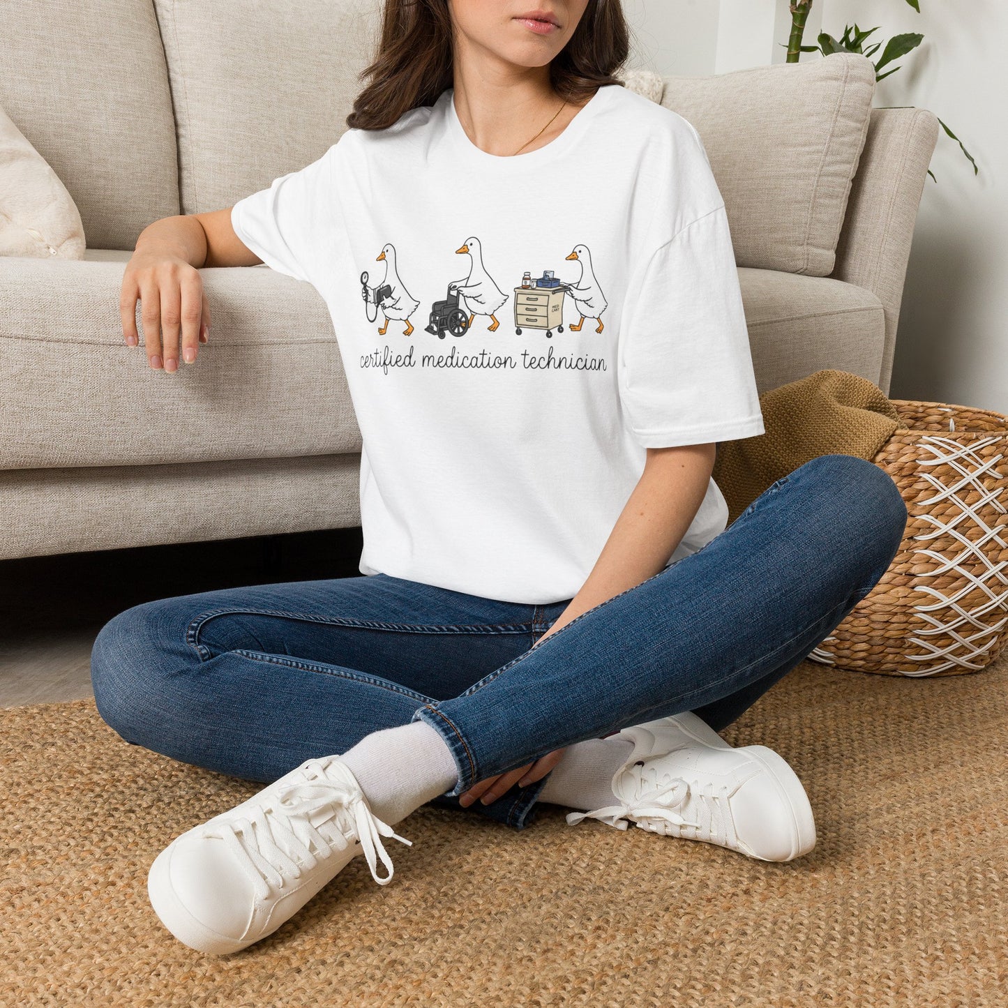 Medication Technician T‑Shirt — Cute Geese 'Certified Medication Technician' Design