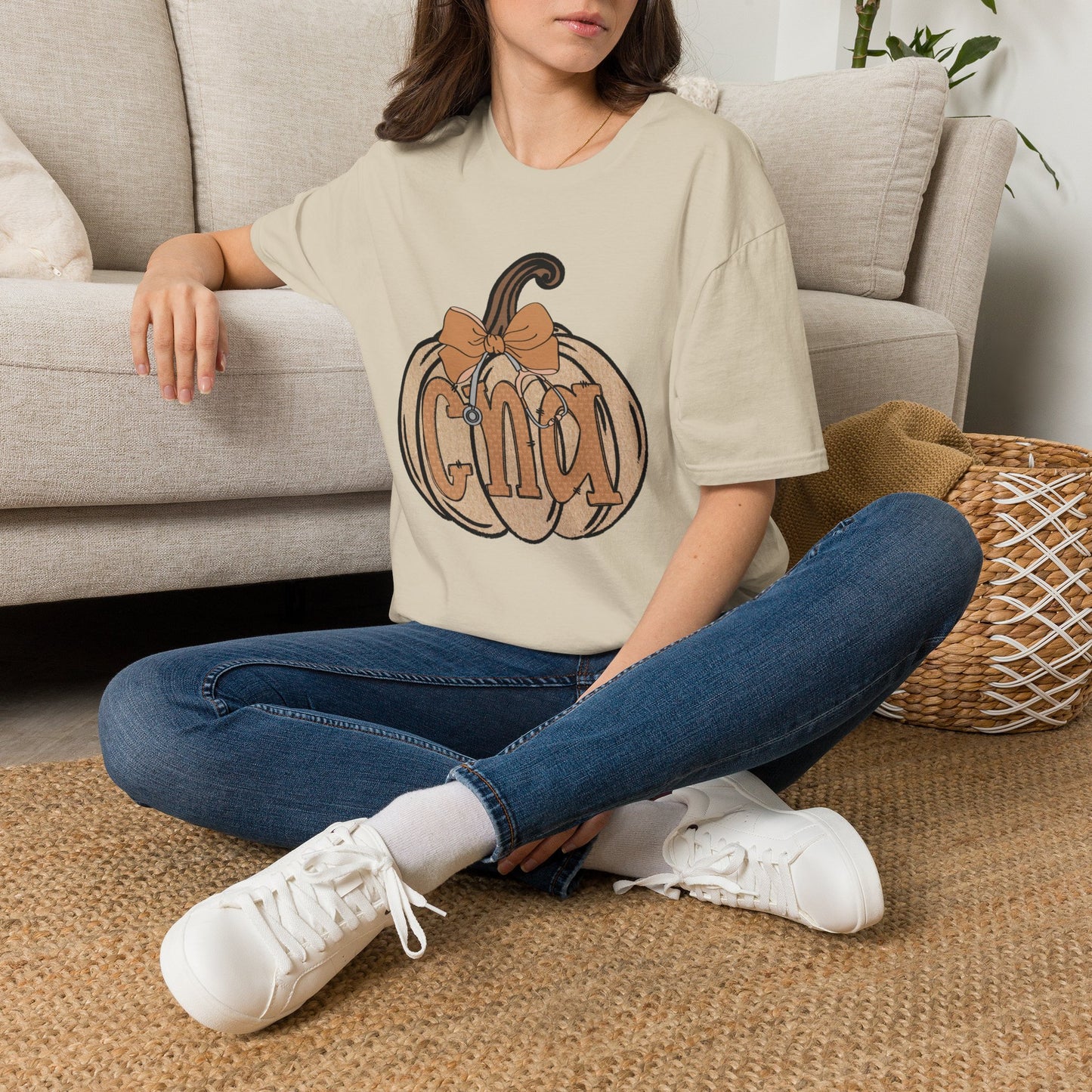 Pumpkin Monogram T-Shirt — Personalized Fall Halloween Tee with Bow