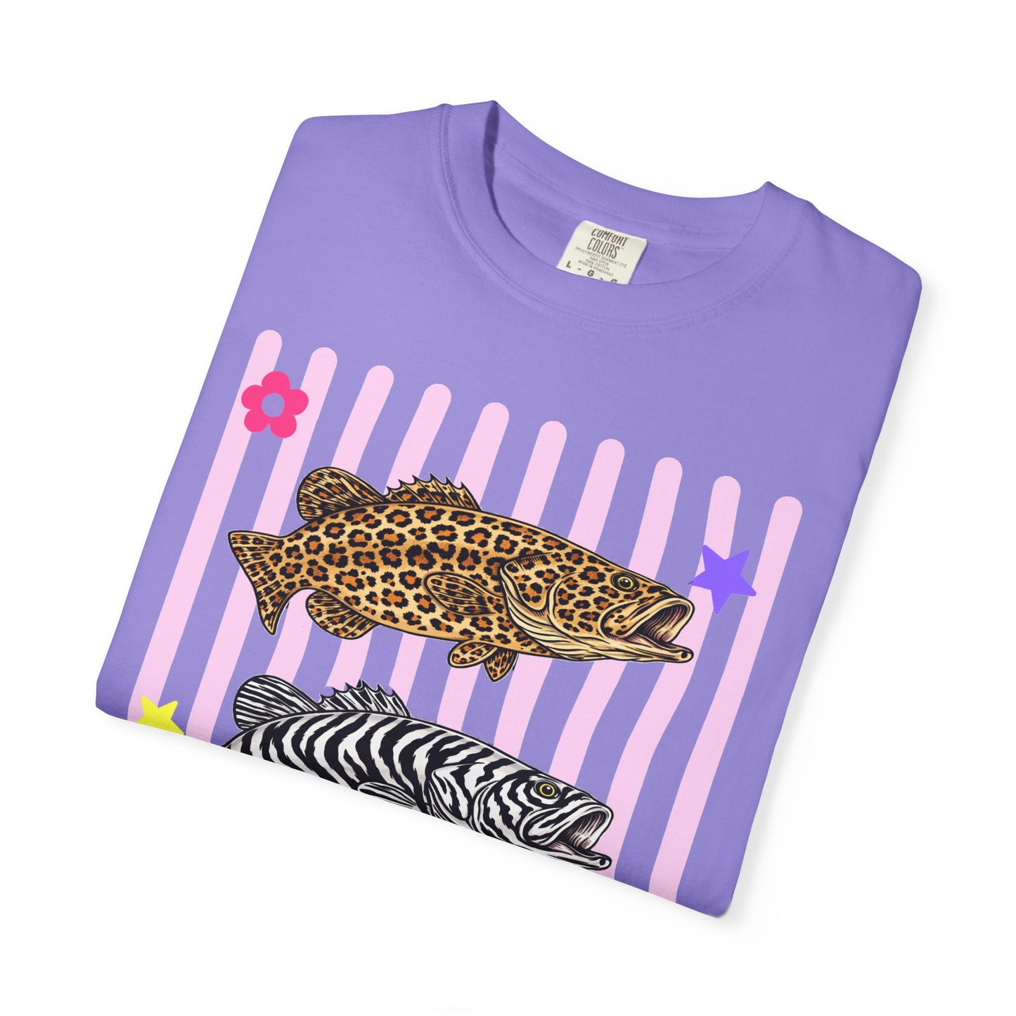 Leopard, Zebra & Tiger Fish Graphic T-Shirt — Cute Floral Striped Animal Print Tee