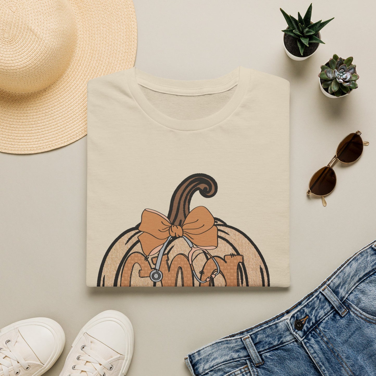 Pumpkin Monogram T-Shirt — Personalized Fall Halloween Tee with Bow