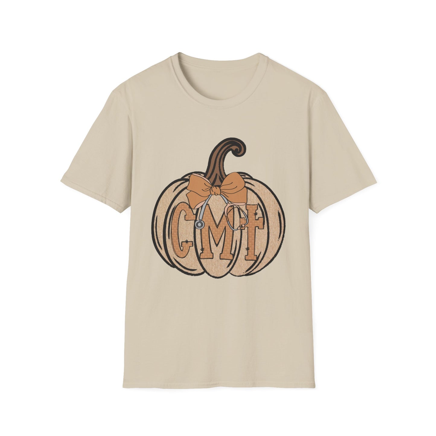 CMT Monogram Pumpkin T-Shirt — Rustic Fall Bow Pumpkin Tee