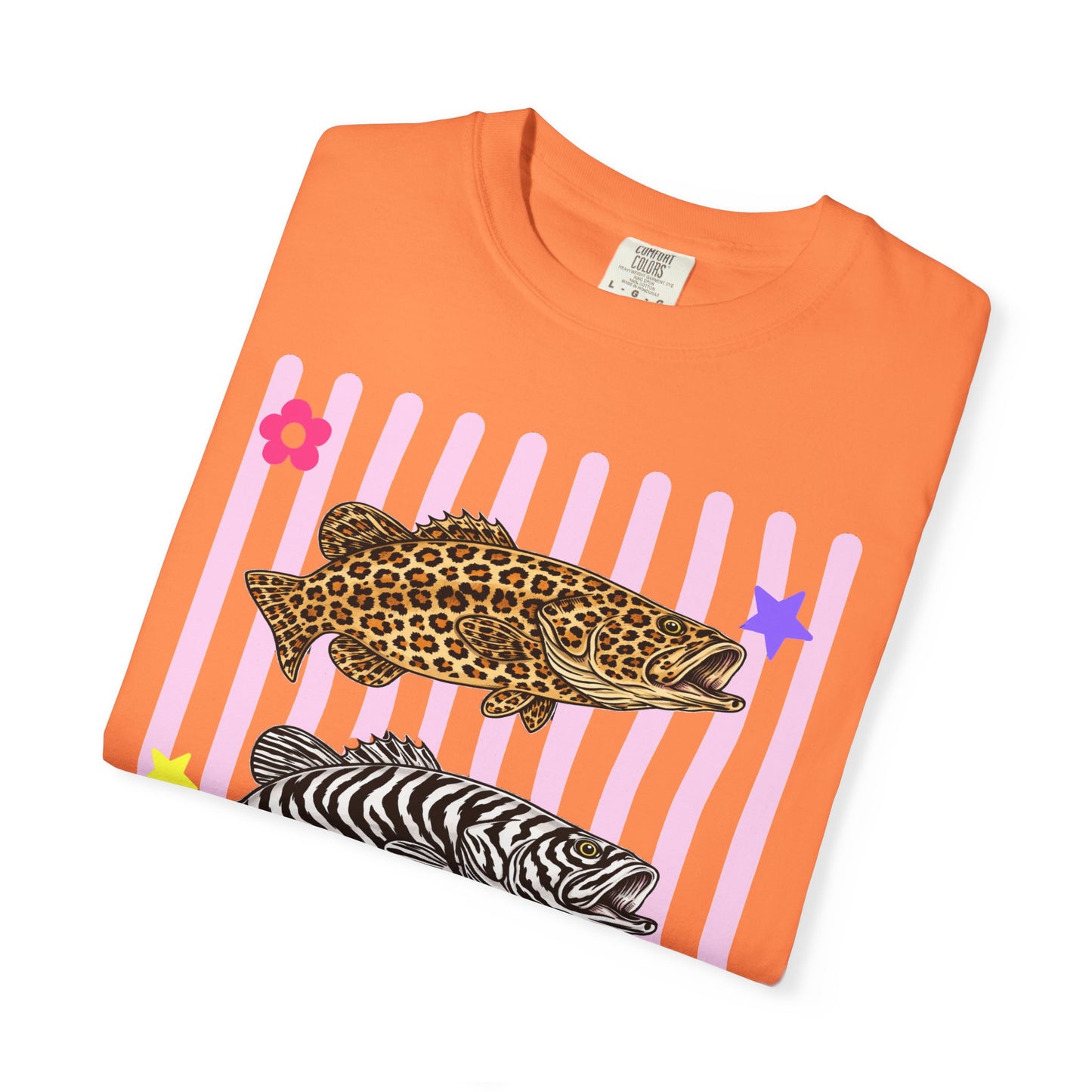 Leopard, Zebra & Tiger Fish Graphic T-Shirt — Cute Floral Striped Animal Print Tee